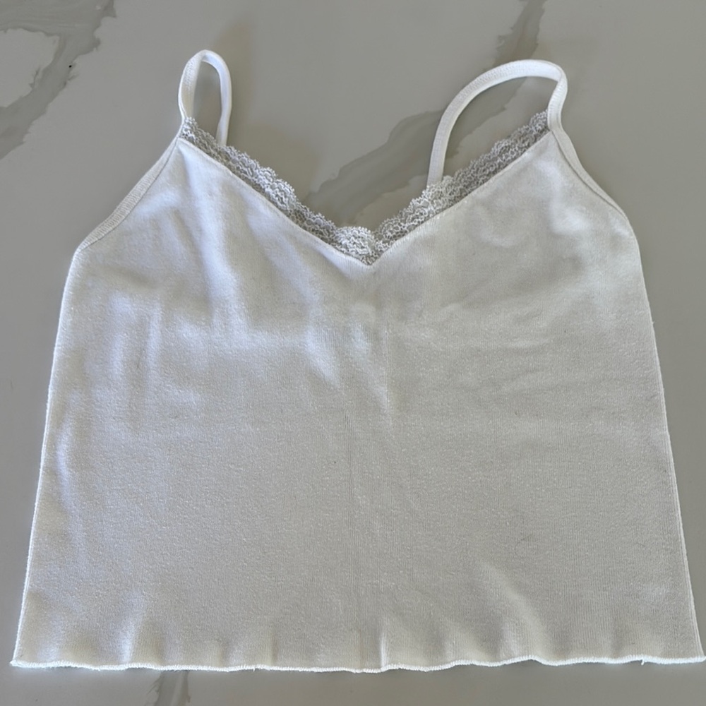Brandy Melville Cream Camisole with Lace Detail